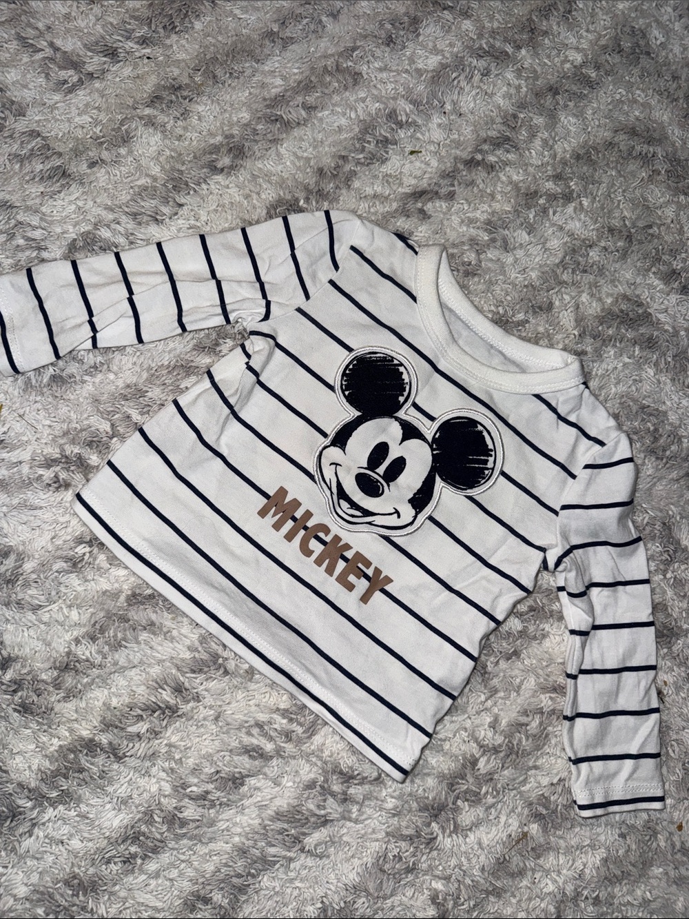 3M Mickey Striped Long-Sleeve Kids Top - White & Black NWOT